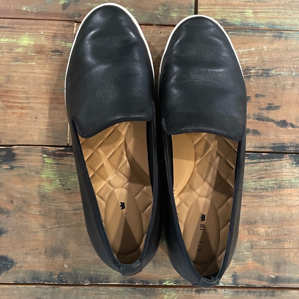 Birdies The Swift Black Leather Slip-on Sneaker Size 8.5